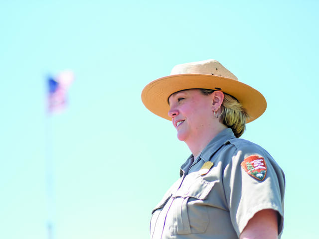 Abbi Wicklein-Bayne in her National Park Ranger uniform. 