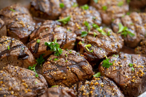 display of beef servings