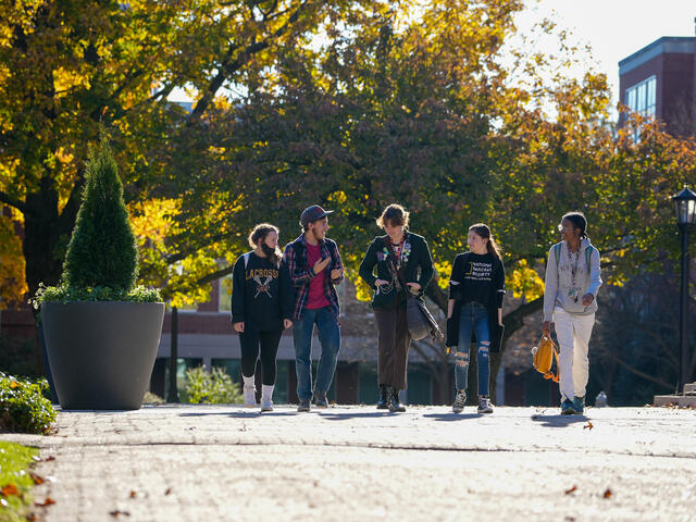 students walking on campus