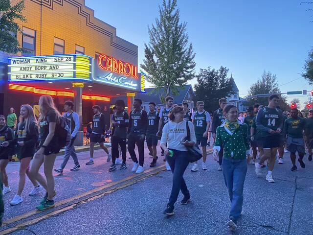 Alumni and student athletes march in the annual Westminster FallFest parade.