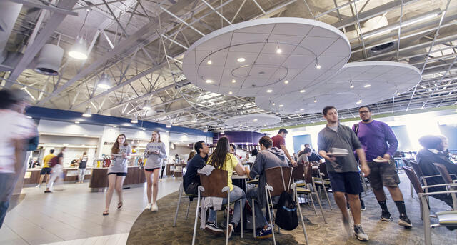 Students in Englar Dining Hall.