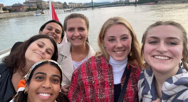 A group photo of McDaniel students studying abroad in Budapest.