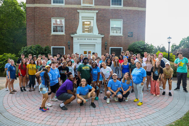 Large group photo of students on campus at McDaniel Local.