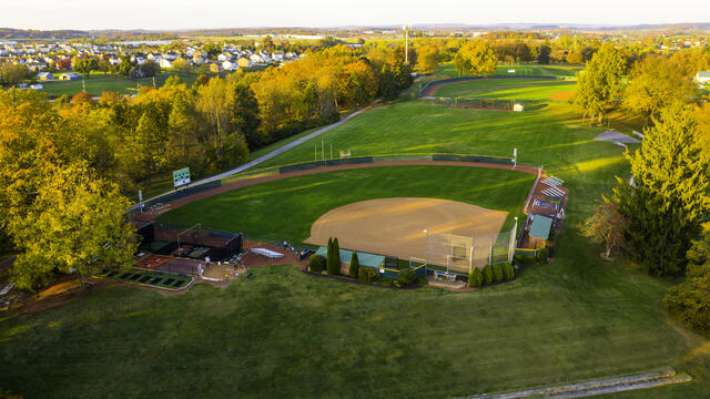 aerial view of playing fields