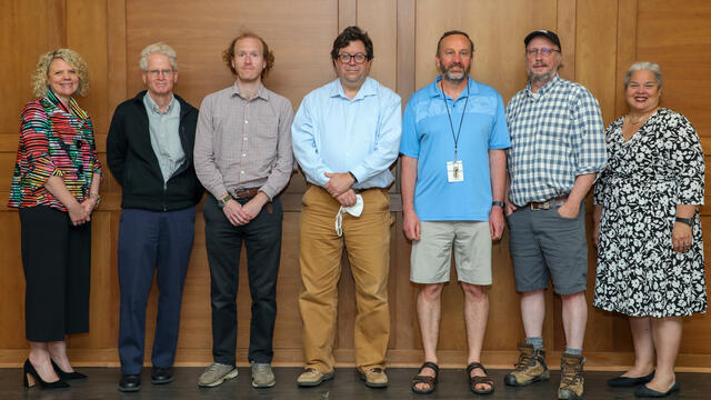 Boehlke Faculty Fellows shown with President Julia Jasken and Provost Rosa Rivera-Hainaj.