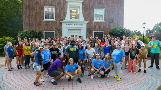 Large group photo of students on campus at McDaniel Local.