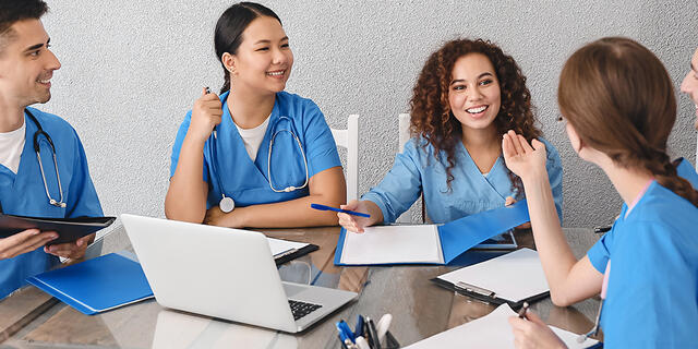 Group of nursing students studying